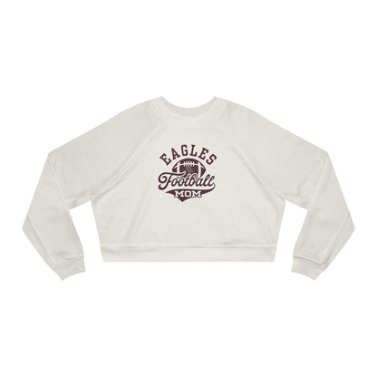Women's Eagles Spirit Script Football Mom Graphic Cropped Fleece Sweatshirt