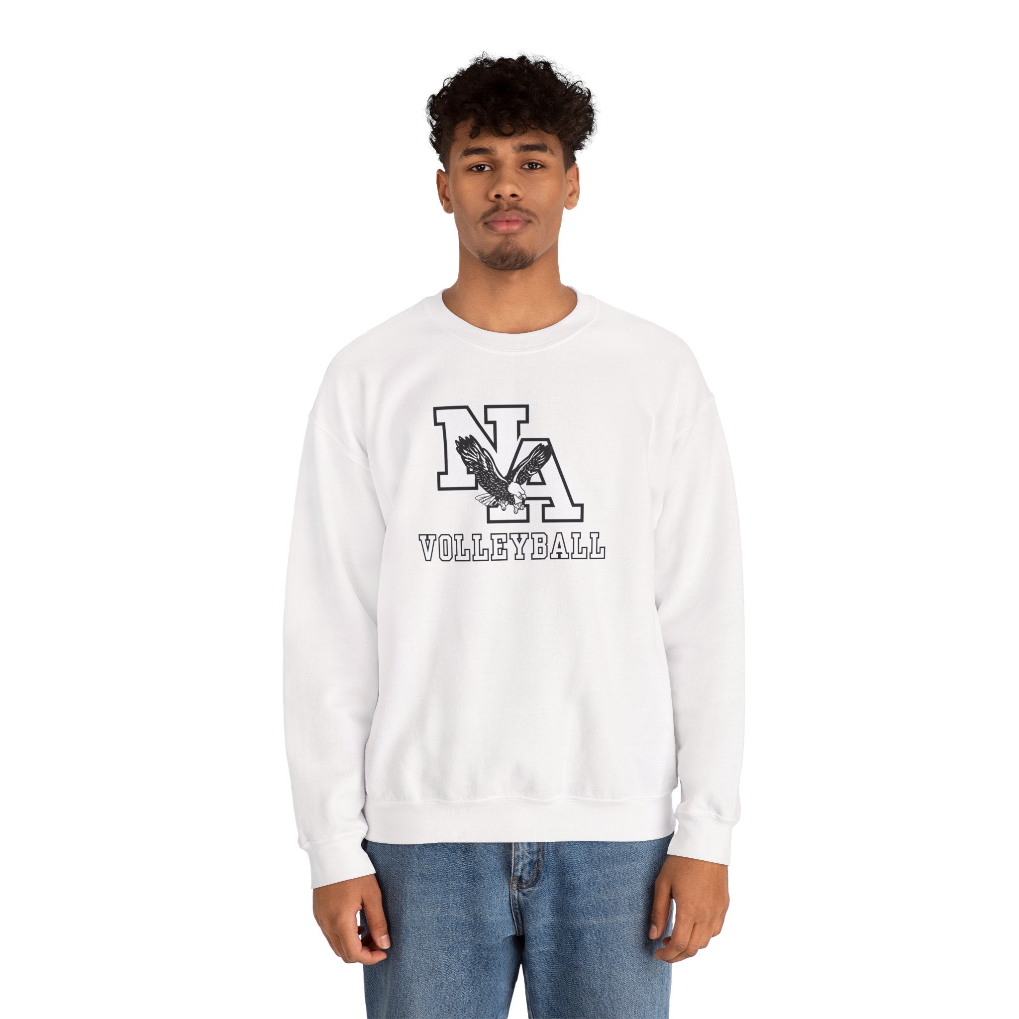 Adult Unisex New Albany Volleyball Classic White and Black Logo Graphic Sweatshirt