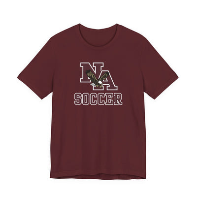 Adult Unisex New Albany Classic Maroon Soccer Logo Graphic Short Sleeve Bella + Canvas Soft Tee