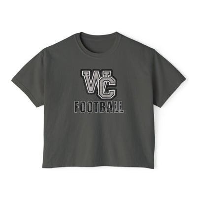 Women's Vintage Distressed Westerville Central Football Graphic Boxy Crop Short Sleeve Tee