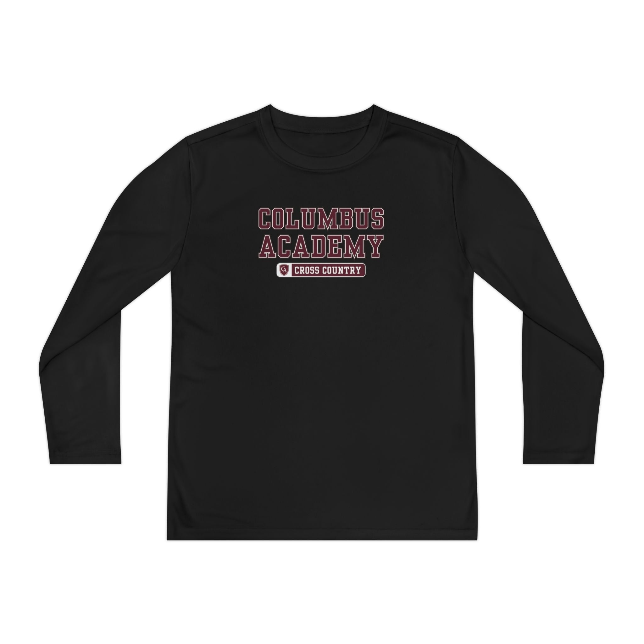 Youth Columbus Academy Cross Country Graphic Sport-Tek Competitor Performance Long Sleeve Tee