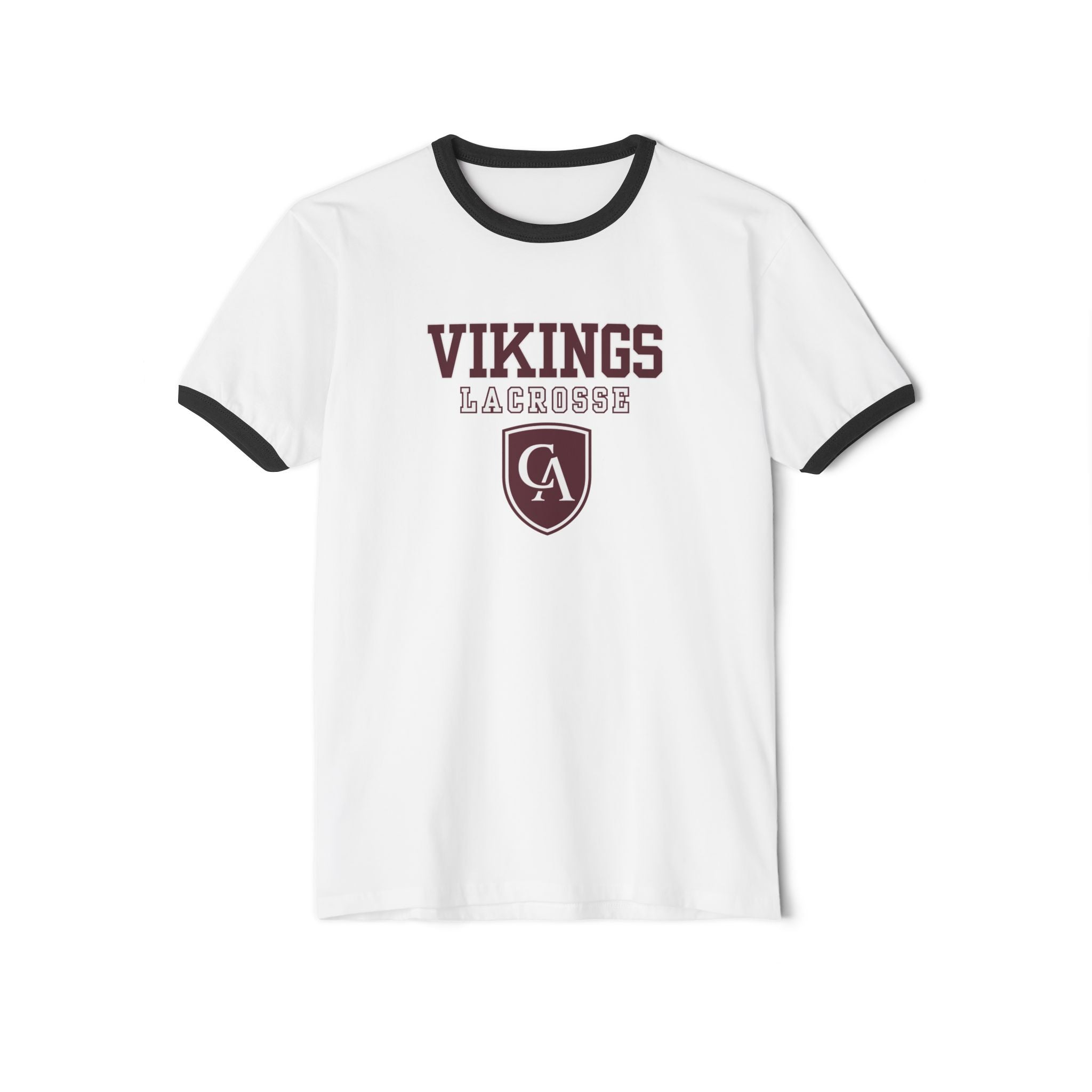 Adult Unisex Columbus Academy Vikings Lacrosse Graphic Short Sleeve Ringer Tee