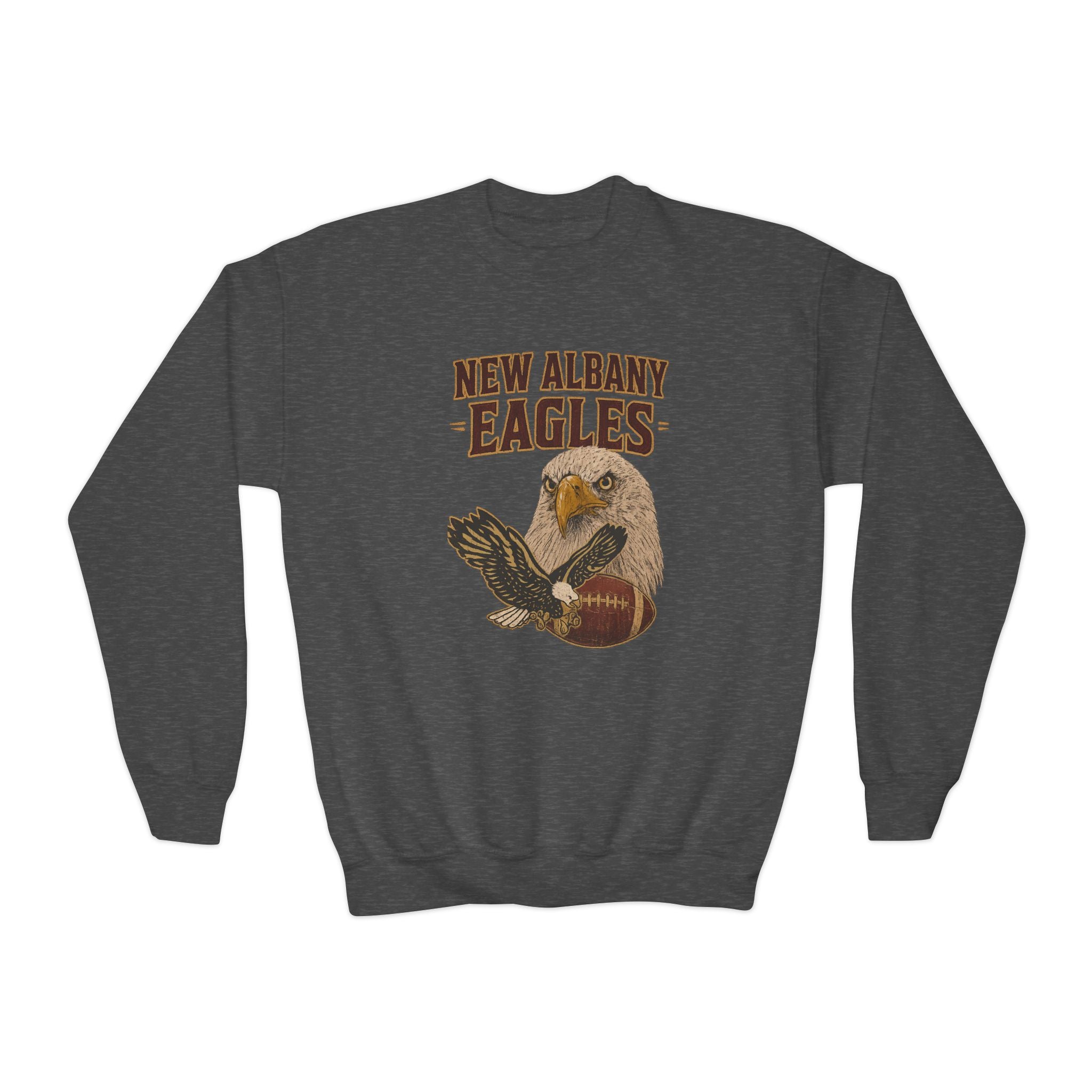 Youth New Albany Gridiron Eagle Graphic Gildan Heavy Blend Sweatshirt