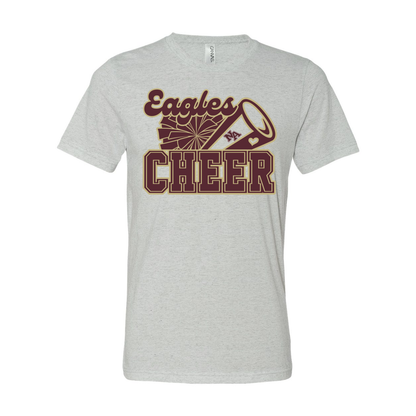 Adult Unisex Super Soft Megaphone Cheer Short Sleeve Graphic Tee - New Albany Eagles