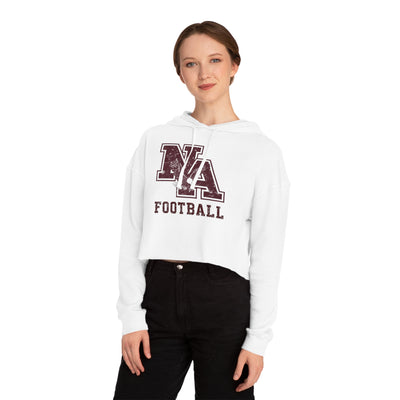 Women's New Albany Football Distressed Vintage Logo Graphic Crop Hoodie