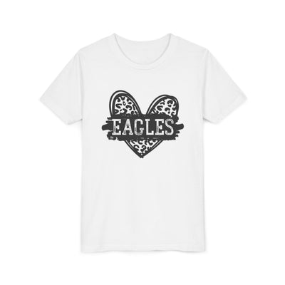 Youth Eagles Animal Print Heart Graphic Short Sleeve Soft Tee