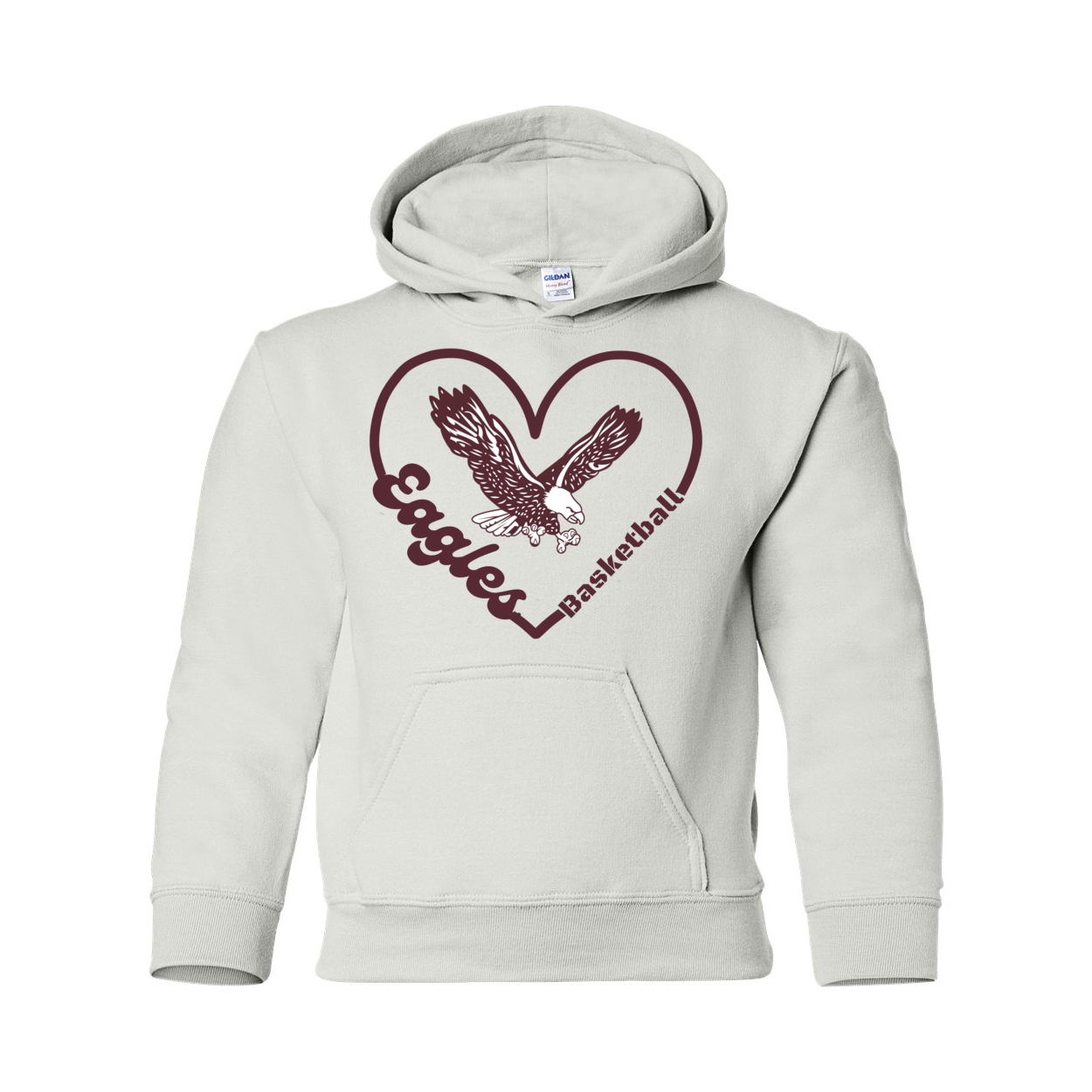 Youth Eagles Basketball Heart Graphic Hoodie