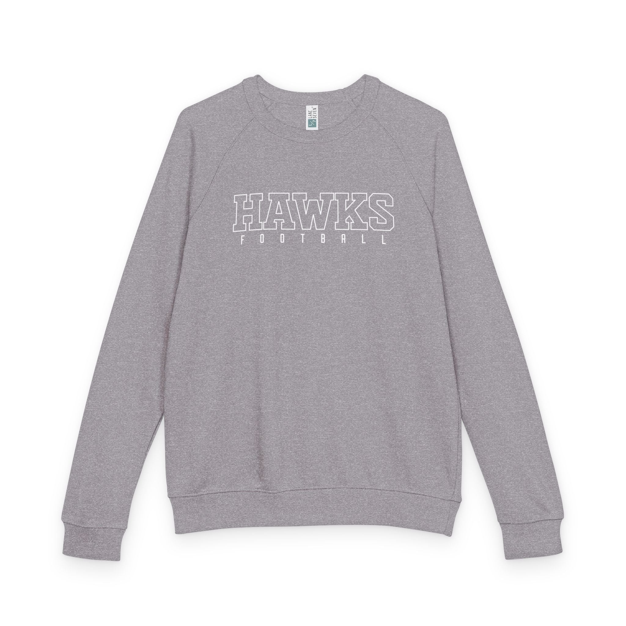 Adult Unisex Westerville Central Block Hawks Football Graphic French Terry Raglan Crewneck