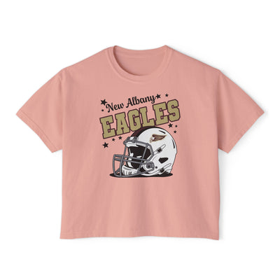 Women's New Albany Eagles Football Pride Graphic Boxy Crop Short Sleeve Tee
