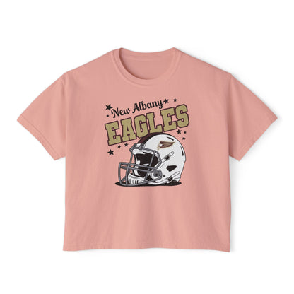 Women's New Albany Eagles Football Pride Graphic Boxy Crop Short Sleeve Tee