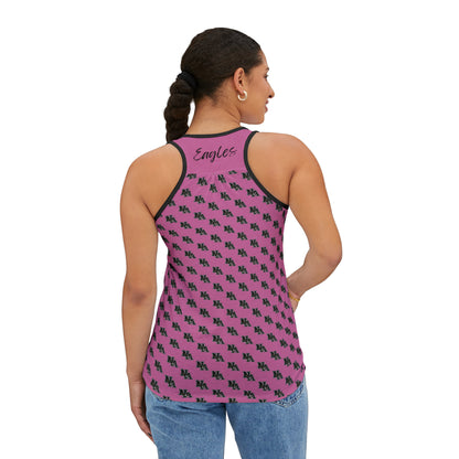 Women's Allover Classic Logo Pink Tank Top - New Albany Eagles