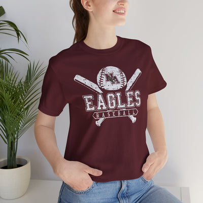 Adult Unisex Vintage Eagles Crossed Bats Graphic Short Sleeve Soft Tee