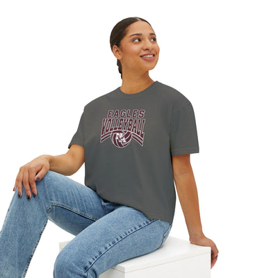 Women's New Albany Volleyball Varsity Arch Graphic Boxy Crop Short Sleeve Tee