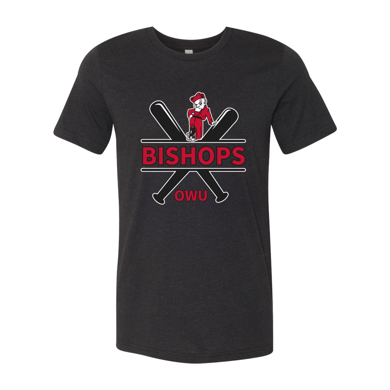 Adult Unisex Bishops Baseball Crossbat Graphic Short Sleeve Soft Tee - Ohio Wesleyan University