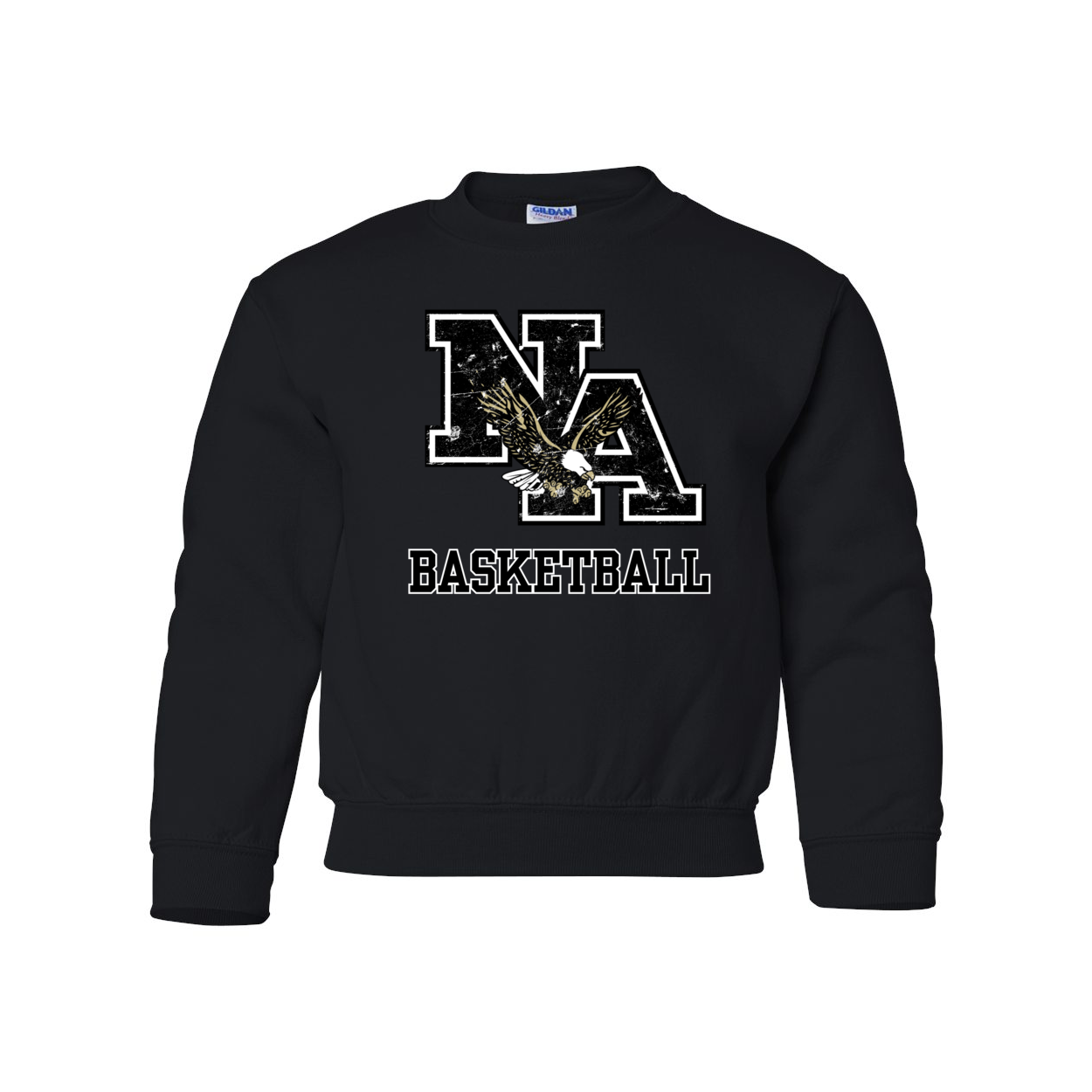 Youth Vintage Distressed Black Logo Basketball Graphic Sweatshirt