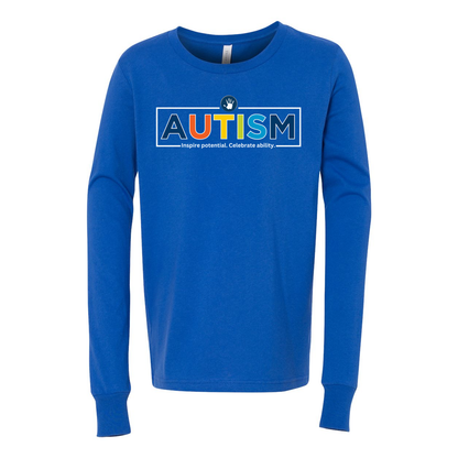 Youth "Autism Inspire Potential Celebrate Ability" Bridgeway Graphic Long Sleeve Tee