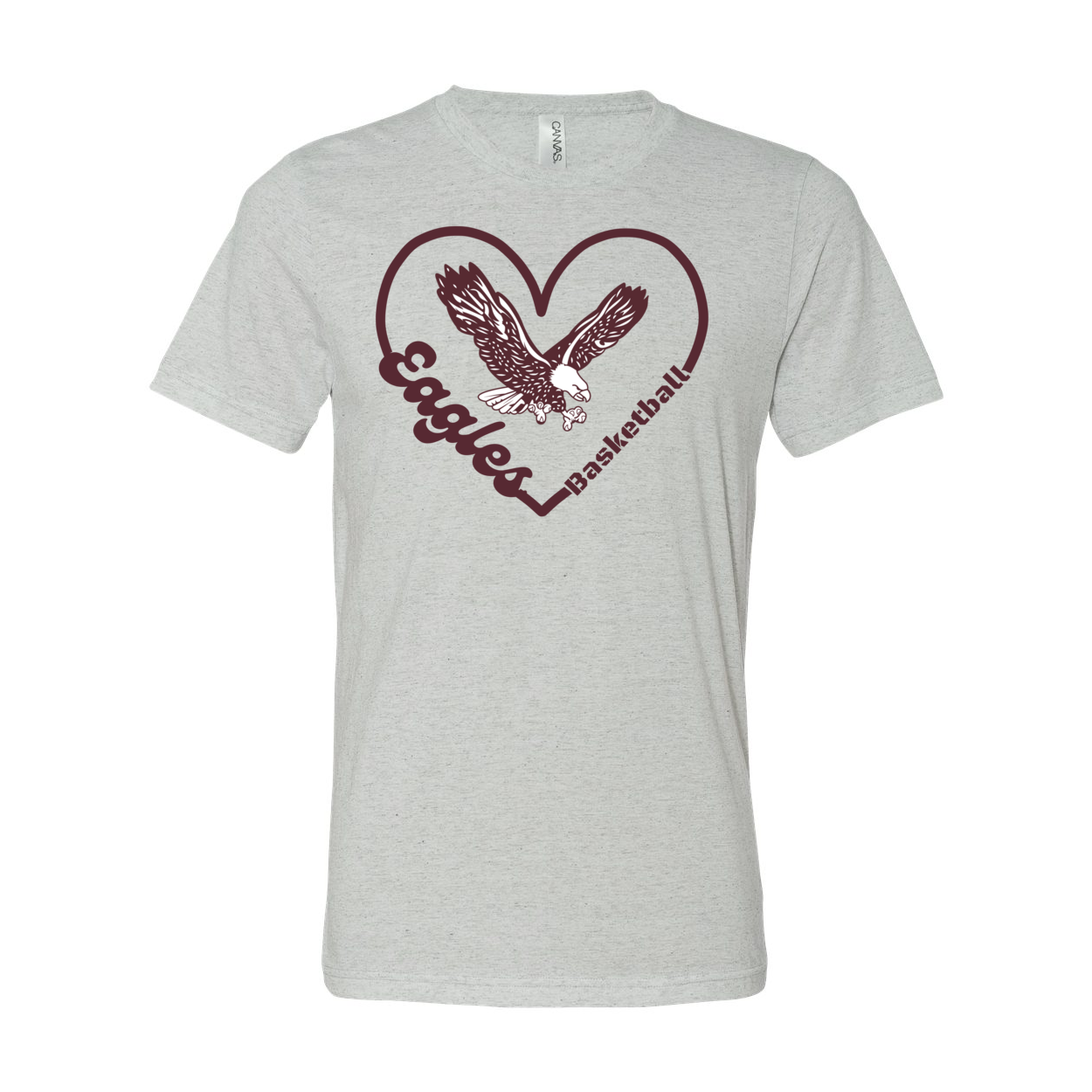 Adult Unisex Super Soft Eagles Basketball Heart Short Sleeve Graphic Tee