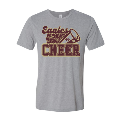 Adult Unisex Super Soft Megaphone Cheer Short Sleeve Graphic Tee - New Albany Eagles