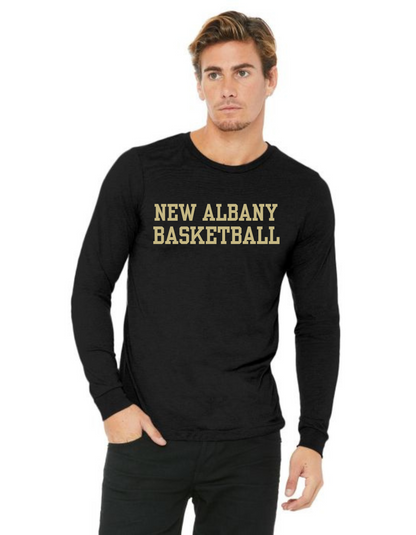 Adult Unisex Super Soft Basketball Classic Long Sleeve Graphic Tee - New Albany Eagles