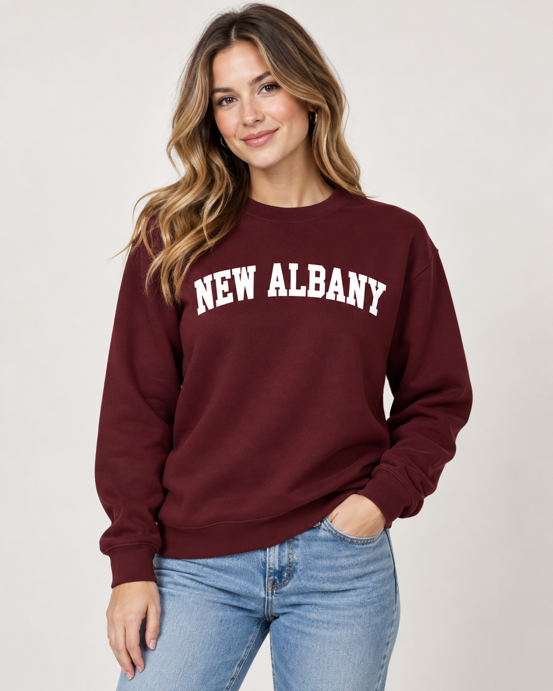 Adult Unisex New Albany Varsity Patch Letters Stitched Sweatshirt