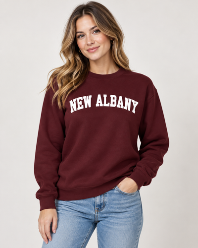 Adult Unisex New Albany Varsity Patch Letters Stitched Sweatshirt