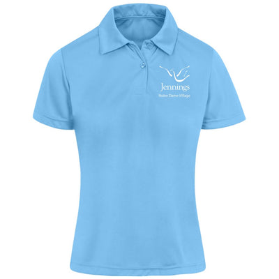 Women's Performance Pique Polo - White Notre Dame Village Jennings Logo