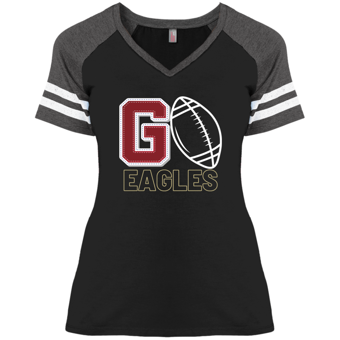 Women's Go Team Football Varsity Ringer Short Sleeve Graphic Tee - New Albany Eagles