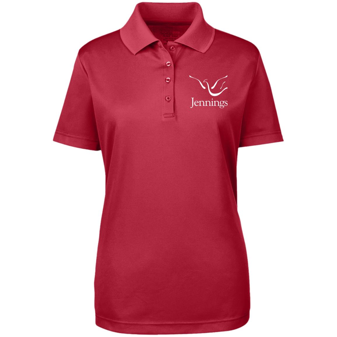 Women's Performance Pique Polo - White Jennings Logo