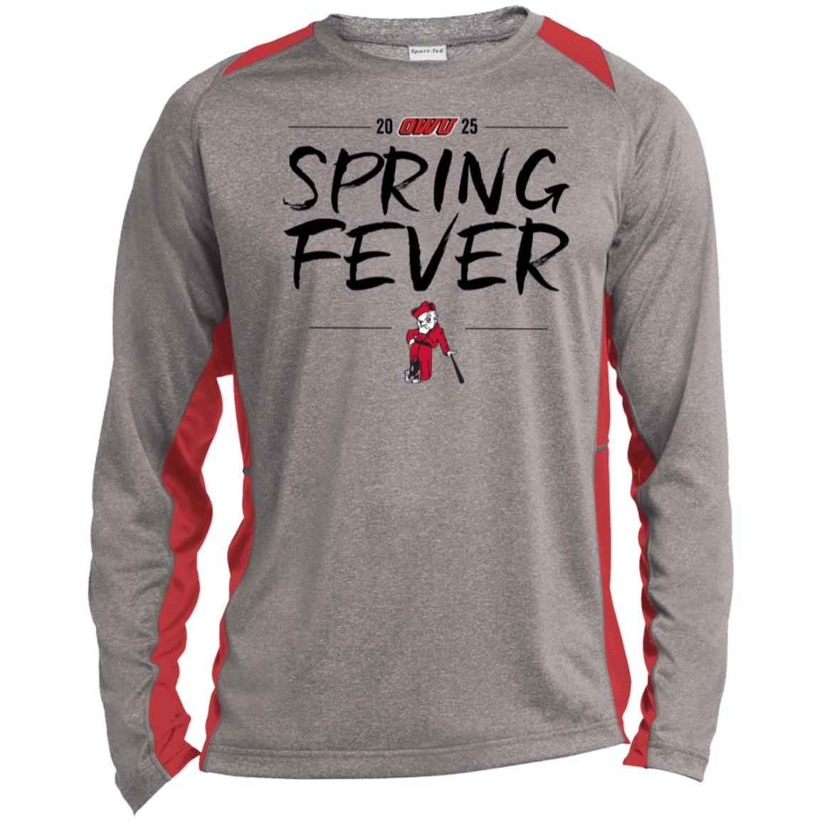 Men’s Colorblock OWU Spring Fever Baseball Graphic Long Sleeve Performance Tee