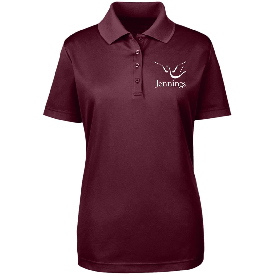 Women's Performance Pique Polo - White Jennings Logo