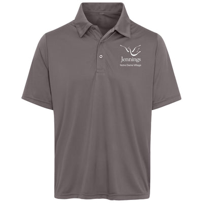 Men's Performance Pique Polo - White Notre Dame Village Jennings Logo