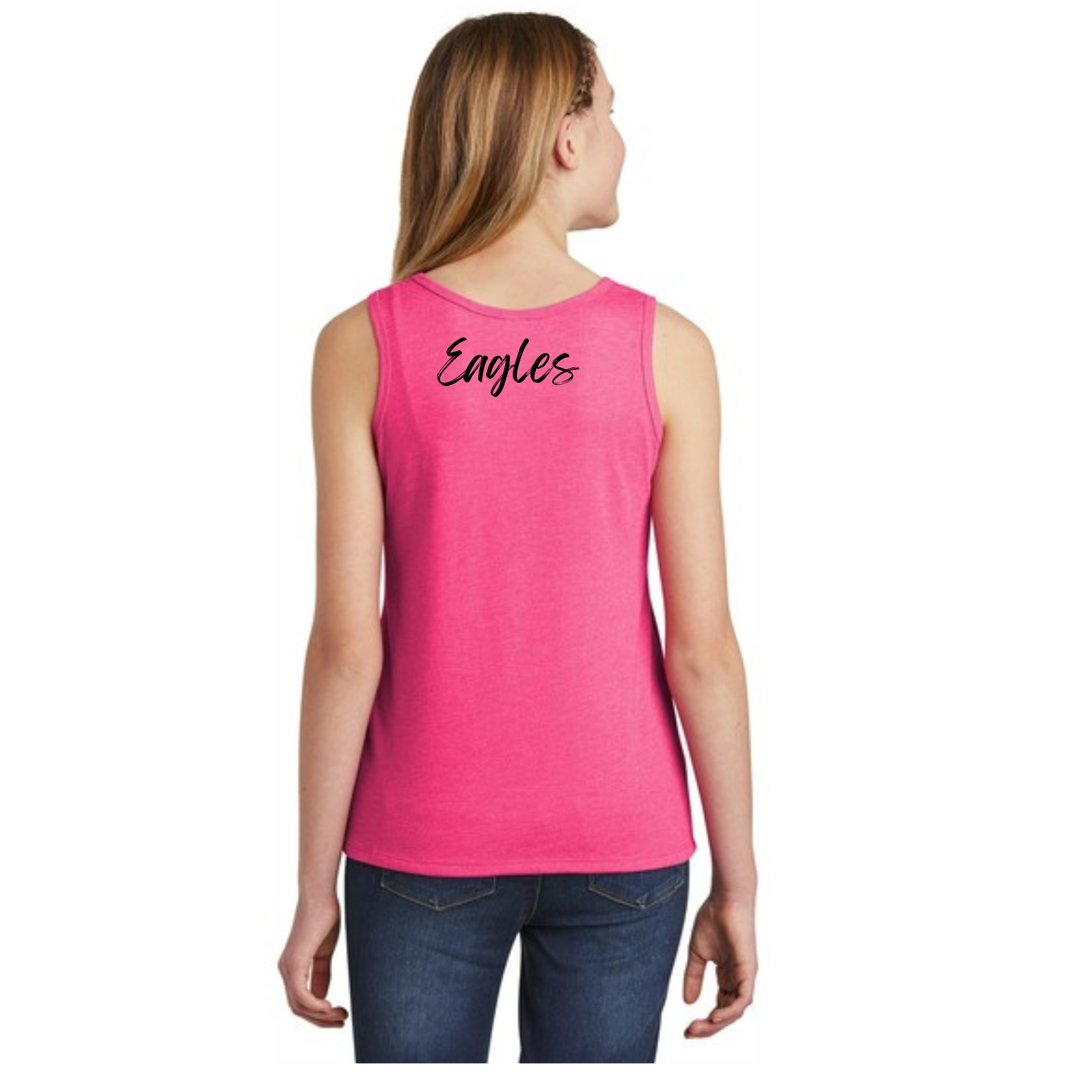 Girls Classic Logo Front/Back Print Tank - New Albany Eagles