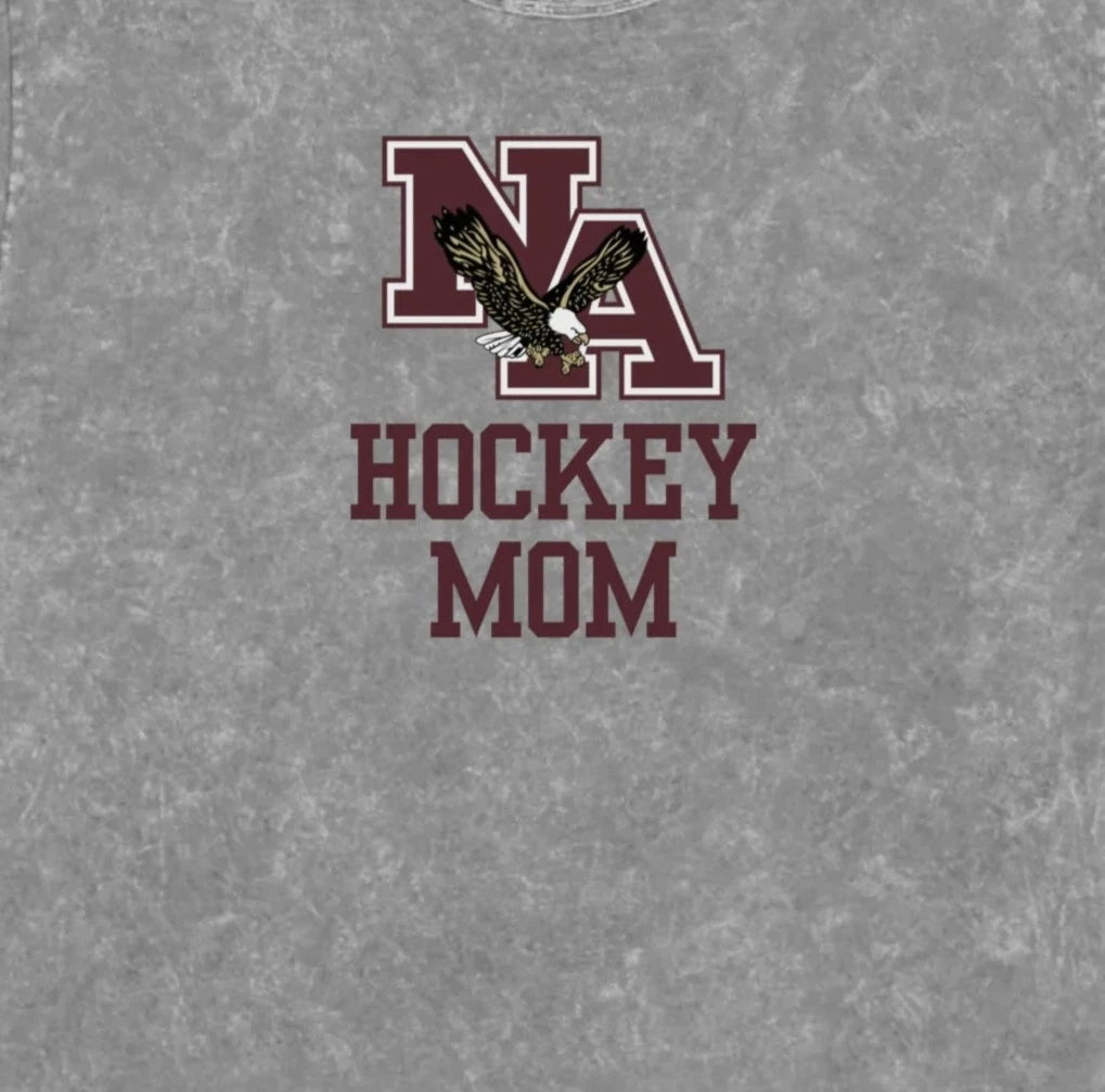 Women's Hockey Mom Classic Logo Mineral Wash Short Sleeve Graphic Tee - New Albany Eagles