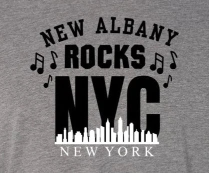 Adult Unisex Super Soft Rock NYC Graphic Long Sleeve Hooded Tee - New Albany Eagles