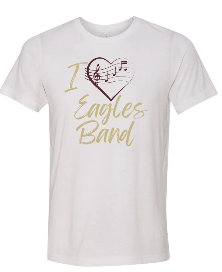 Adult Unisex Super Soft Band Heart Short Sleeve Graphic Tee - New Albany Eagles