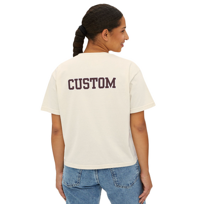 Women's Choose your Graphic Boxy Crop Short Sleeve Graphic Tee with Customized Back - BASEBALL