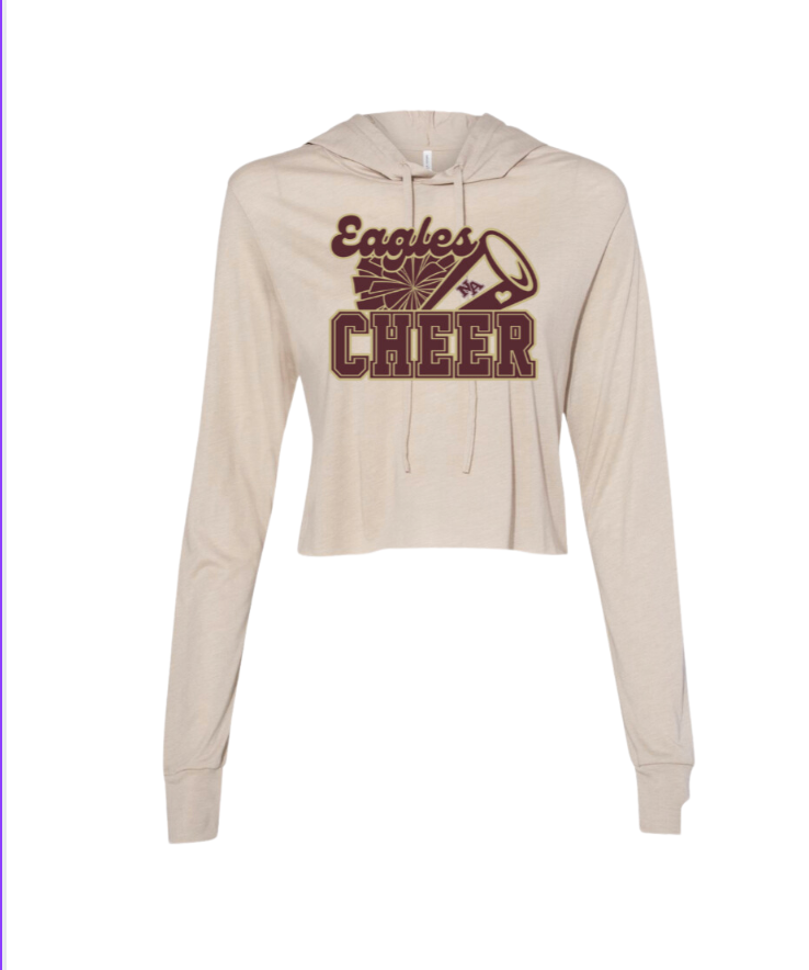 Women’s Super Soft Cropped Cheer Long Sleeve Hooded Tee - HOLIDAY DEAL