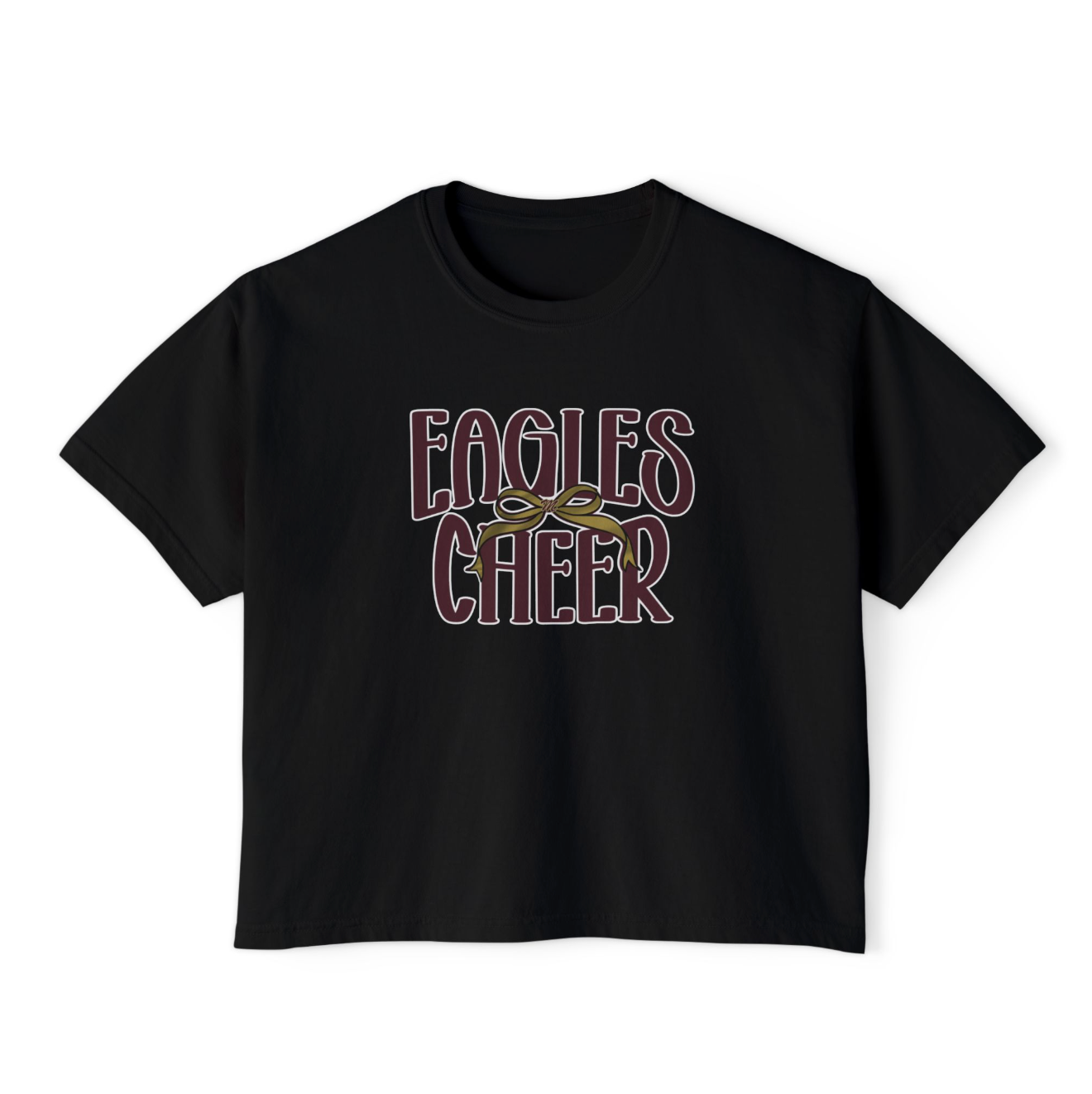 Women's Eagles Cheer Bow Graphic Boxy Crop Short Sleeve Tee