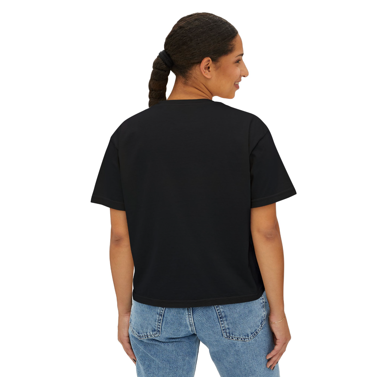 Women's Eagles Cheer Bow Graphic Boxy Crop Short Sleeve Tee