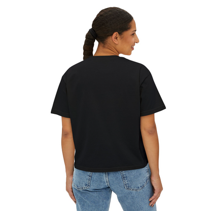 Women's Eagles Cheer Bow Graphic Boxy Crop Short Sleeve Tee