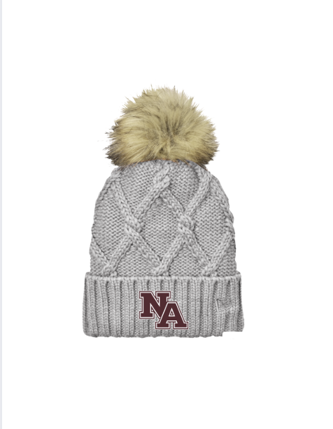 Women's New Era Faux Fur Pom Beanie with Embroidered Classic NA Logo