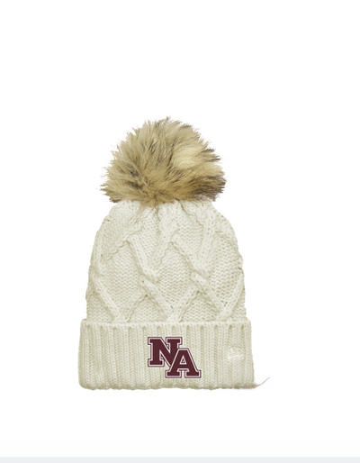 Women's New Era Faux Fur Pom Beanie with Embroidered Classic NA Logo