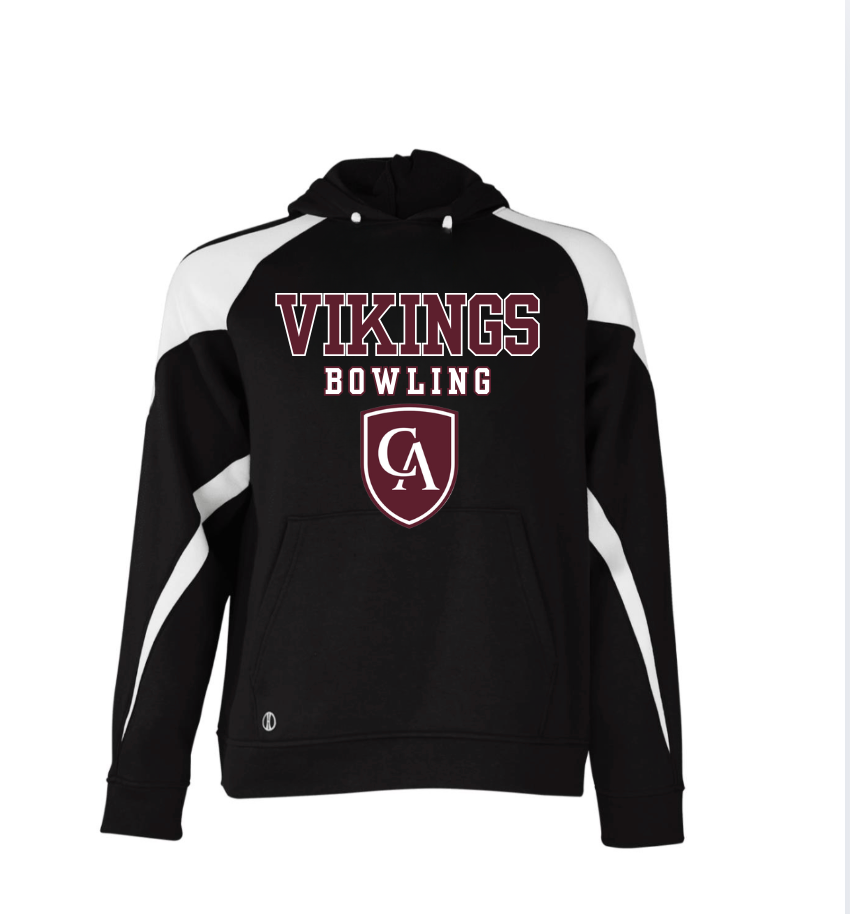 Adult Unisex Columbus Academy Vikings Bowling Graphic Holloway Colorblock Fleece Hoodie