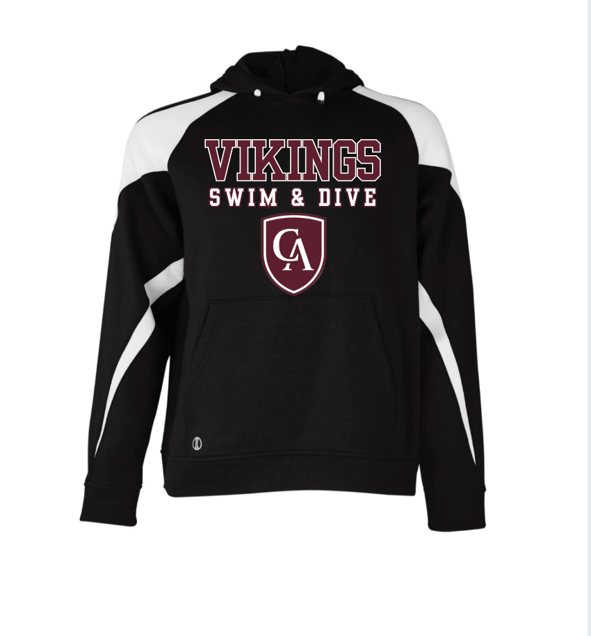 Adult Unisex Columbus Academy Vikings Swim & Dive Graphic Holloway Colorblock Fleece Hoodie