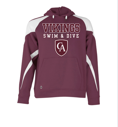 Adult Unisex Columbus Academy Vikings Swim & Dive Graphic Holloway Colorblock Fleece Hoodie