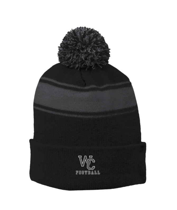 Adult Unisex Pom Beanie with Embroidered Westerville Central Football Logo