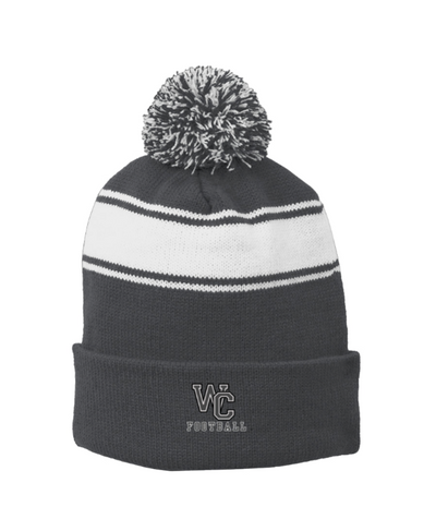 Adult Unisex Pom Beanie with Embroidered Westerville Central Football Logo