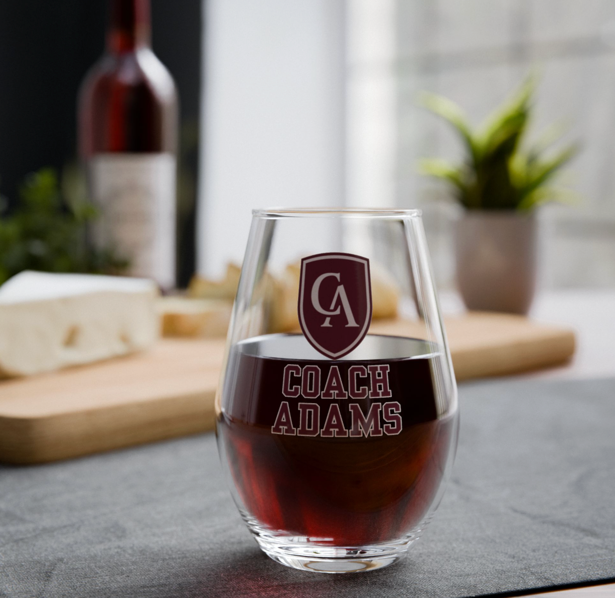 Columbus Academy Logo Graphic Stemless Wine Glass - CUSTOMIZED