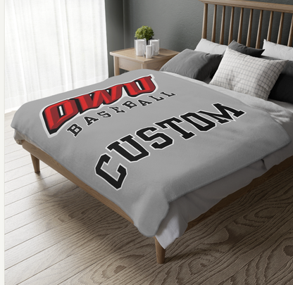 CUSTOMIZED Choose your Graphic Super Soft Reversible Velveteen Microfiber Blanket (Two-sided print) - OWU Bishops Baseball