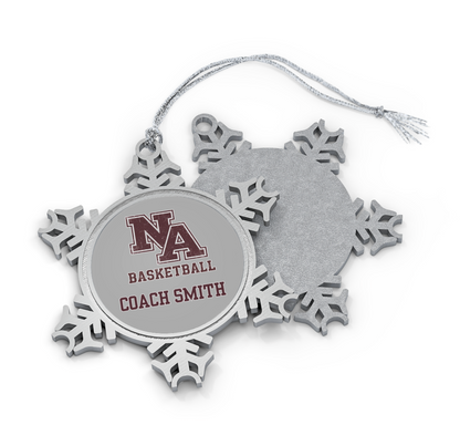 Customized Pewter Snowflake Ornament - New Albany Eagles Basketball